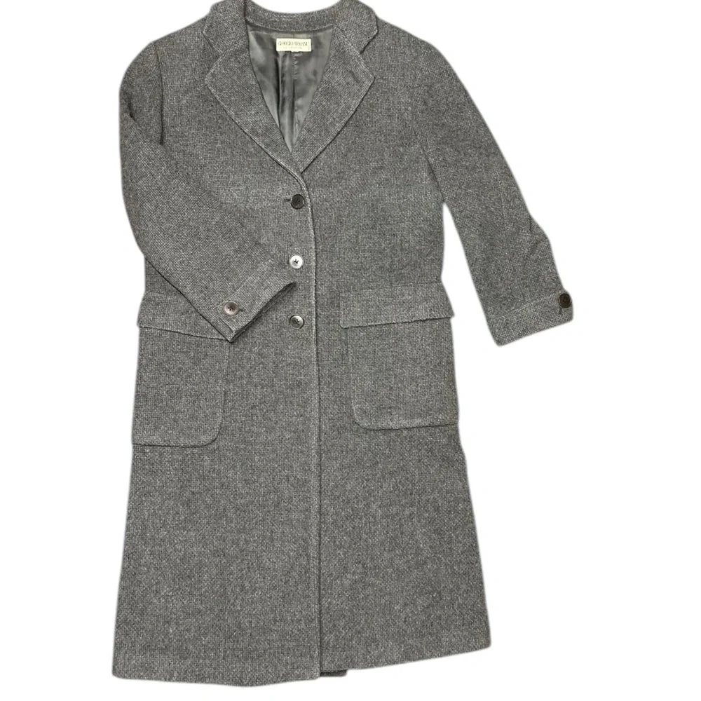Giorgio Armani ~ Women’s Wool Mohair Alpaca Gray Trench Car Coat ~ Sz 8 ~ VTG - Picture 5 of 16